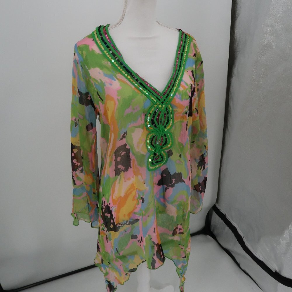 NF Fashion Multi Color Sequin Detail Swim Suit Cover Up Size L